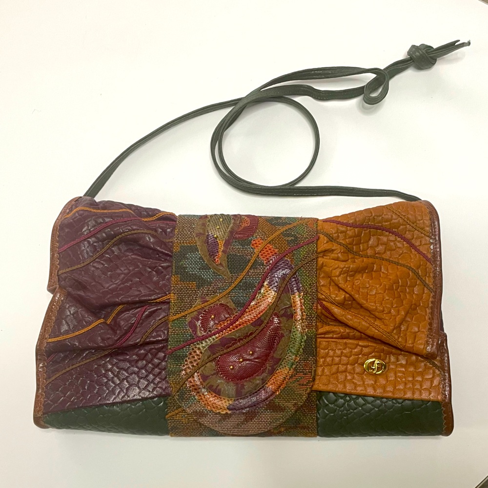 Vintage Carlo Fiori of Italy Snakeskin Leather Envelope Clutch Purse Handbag
